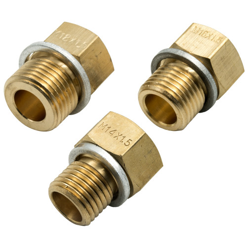 Fitting - Adapter - Straight - 10 AN Female to 14 mm x 1.50 Male / 16 mm x 1.50 Male / 18 mm x 1.50 Male - Brass - Natural - Kit
