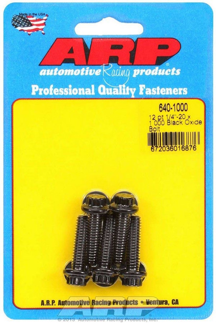 Bolt - 1/4-20 in Thread - 1 in Long - 5/16 in 12 Point Head - Chromoly - Black Oxide - Universal - Set of 5