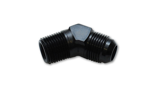 Fitting - Adapter - 45 Degree - 6 AN Male to 3/8 in NPT Male - Aluminum - Black Anodized - Each