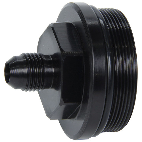 Fuel Filter End Cap - 6 AN Male to 1-13/16-20 in Male O-Ring - Aluminum - Black Anodized - Allstar In-Line Fuel Filters - Each