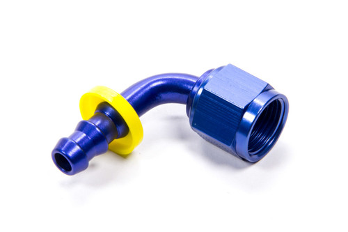 Fitting - Hose End - 8000 Series Push-Lite - 90 Degree - 6 AN Hose Barb to 8 AN Female - Aluminum - Blue Anodized - Each Fitting - Hose End - 8000 Series Push-Lite - 90 Degree - 6 AN Hose Barb to 8 AN Female - Aluminum - Blue Anodized - Each