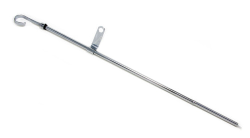 Engine Oil Dipstick - Solid Tube - Pan Mount - 21 in Long - Steel - Chrome - Big Block Chevy - Each