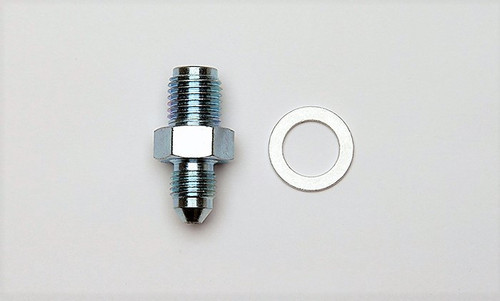 Fitting - Adapter - Straight - 3 AN Male to 7/16-20 in Male Crush Washer Seal - Steel - Zinc Plated - Each Fitting - Adapter - Straight - 3 AN Male to 7/16-20 in Male Crush Washer Seal - Steel - Zinc Plated - Each