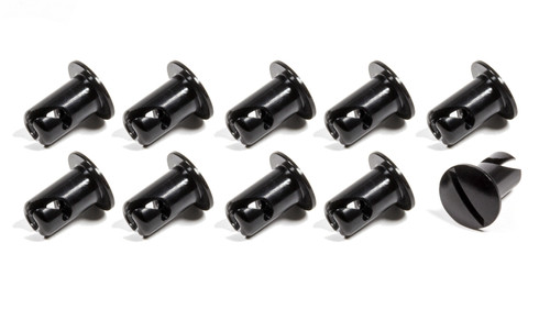 Quick Turn Fastener - Oval Head - Slotted - 7/16 x 0.500 in Body - Aluminum - Black Anodized - Set of 10