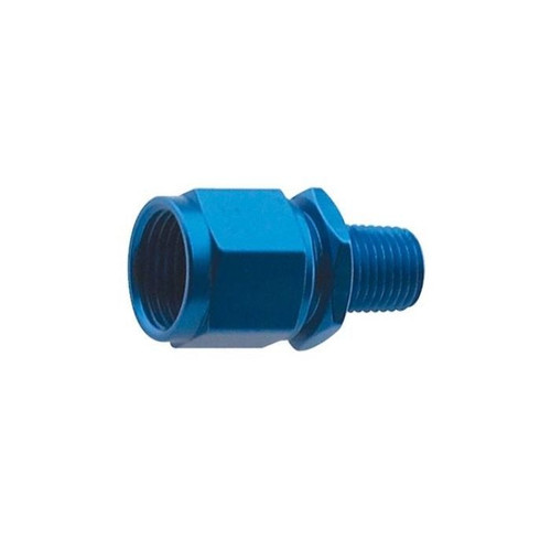 Fitting - Adapter - Straight - 6 AN Female Swivel to 1/4 in NPT Male - Aluminum - Blue Anodized - Each