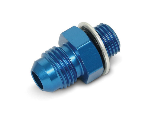 Fitting - Adapter - Straight - 6 AN Male to 12 mm x 1.25 Male - Crush Washer - Aluminum - Blue Anodized - Each