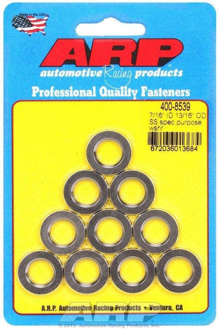 Flat Washer - Special Purpose - Chamfered - 7/16 in ID - 0.821 in OD - 0.120 in Thick - Stainless - Polished - Set of 10