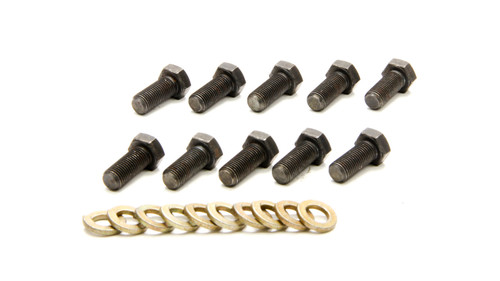 Ring Gear Bolt Kit - 3/8-24 in Right Hand Thread - 0.875 in Long - Hex Head - Steel - Black Oxide - Dana / GM 10 and 12-Bolt - Set of 10