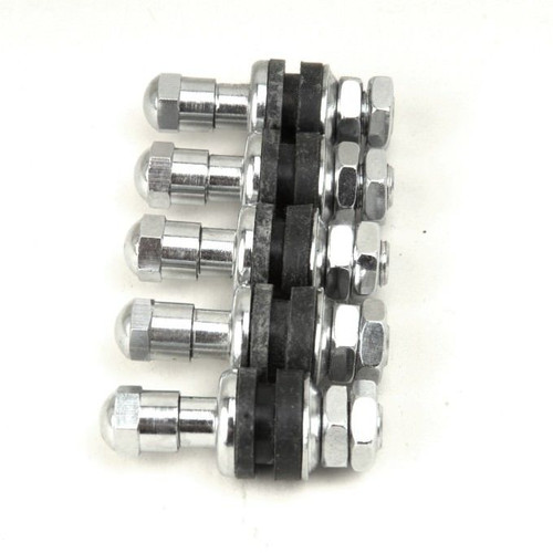 Valve Stem - Bolt-On - Steel - Chrome - 15 x 3.5 in Drag Wheels - Set of 5