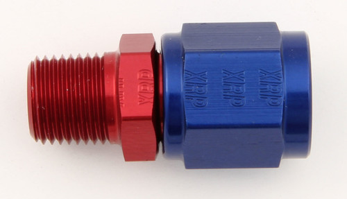 Fitting - Adapter - Straight - 6 AN Female Swivel to 1/4 in NPT Male - Aluminum - Blue / Red Anodized - Each