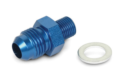 Fitting - Adapter - Straight - 6 AN Male to 10 mm x 1.00 Male - Crush Washer - Aluminum - Blue Anodized - Each