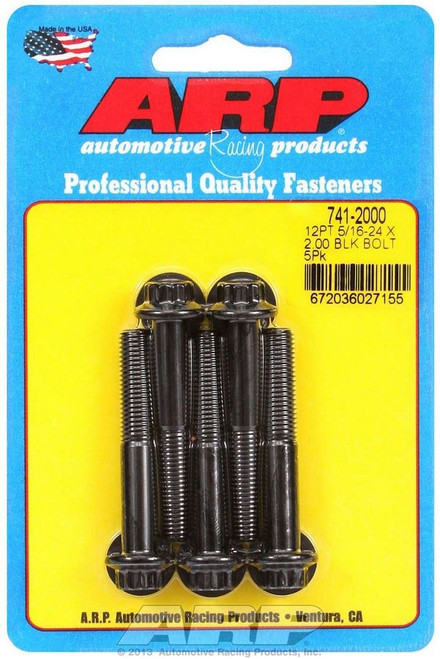 Bolt - 5/16-24 in Thread - 2 in Long - 3/8 in 12 Point Head - Chromoly - Black Oxide - Universal - Set of 5 Bolt - 5/16-24 in Thread - 2 in Long - 3/8 in 12 Point Head - Chromoly - Black Oxide - Universal - Set of 5