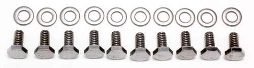 Timing Cover Bolt Kit - Hex Head - Washers Included - Steel - Chrome - Small Block Chevy - Set of 10