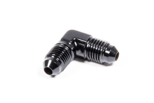 Fitting - Adapter - 90 Degree - 4 AN Male to 4 AN Male - Aluminum - Black Anodized - Each
