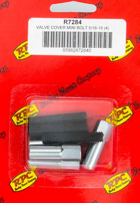 Valve Cover Fastener - Stud - 5/16-18 in Thread - 1.500 in Long - Mini Bolt - 1-1/4 in Long - Steel - Chrome - Set of 4 Valve Cover Fastener - Stud - 5/16-18 in Thread - 1.500 in Long - Mini Bolt - 1-1/4 in Long - Steel - Chrome - Set of 4