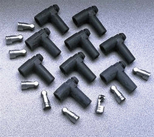 Boot / Terminal Kit - Distributor / Coil - 8-10.4 mm - Black - 90 Degree - HEI Style Terminal - Set of 9