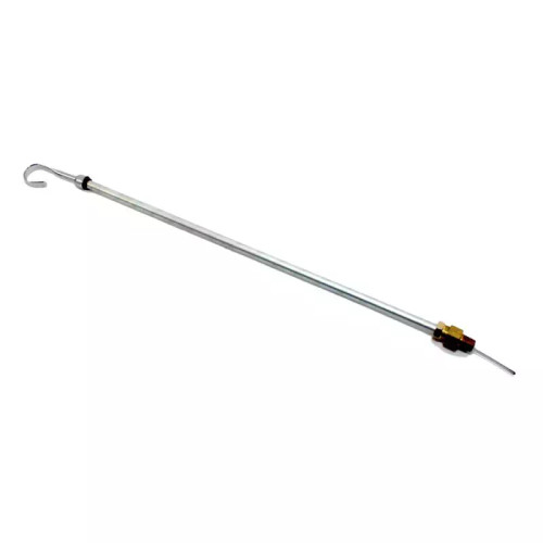 Engine Oil Dipstick - Solid tube - Pan Mount - 1/4 in NPT Thread - 17 in Long - Steel - Chrome - Universal - Each