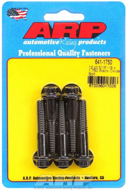 Bolt - 5/16-18 in Thread - 1.75 in Long - 3/8 in 12 Point Head - Chromoly - Black Oxide - Universal - Set of 5