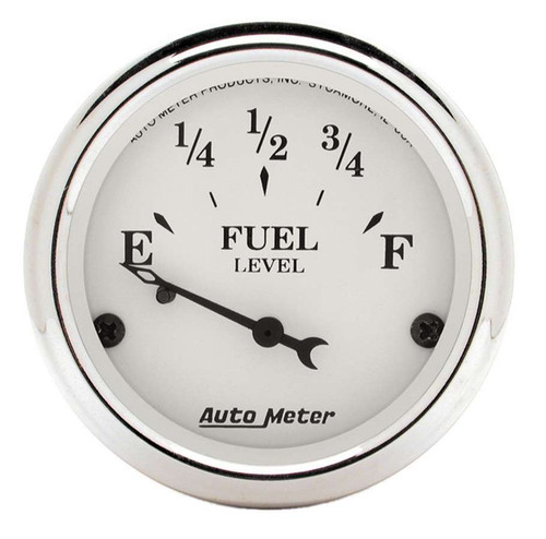 Fuel Level Gauge - Old Tyme White - 73-10 ohm - Electric - Analog - Short Sweep - 2-1/16 in Diameter - White Face - Each