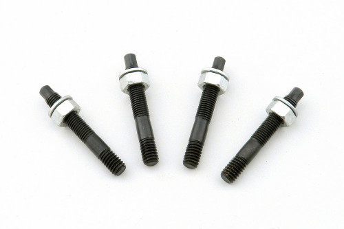 Carburetor Stud - Bullet Tip - 5/16-18 and 5/16-24 in Thread - 2 in Long - Hex Nuts - Steel - Black Oxide / Zinc Oxide - Set of 4