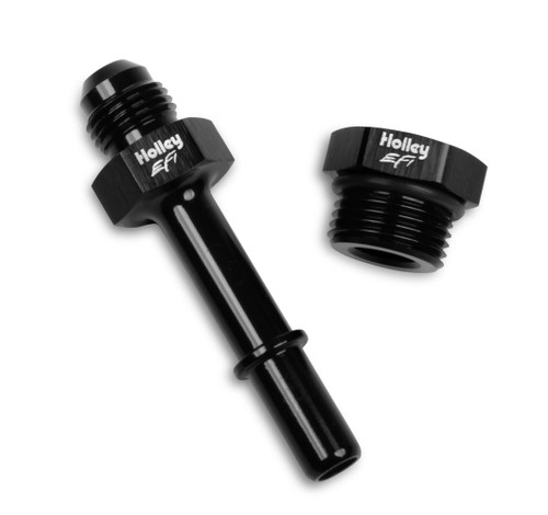 Fitting - Adapter - Straight - 6 AN Male to 3/8 in Male quick Connect - Aluminum - Black Anodized - Each Fitting - Adapter - Straight - 6 AN Male to 3/8 in Male quick Connect - Aluminum - Black Anodized - Each