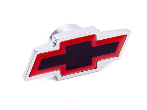 Air Cleaner Nut - Chevy Bowtie - 1/4-20 and 5/16-18 in Thread - Black / Red Bowtie Logo - Aluminum - Chrome - Each