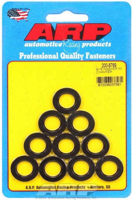 Flat Washer - Special Purpose - Chamfered - 9/16 in ID - 1.000 in OD - 0.120 in Thick - Chromoly - Black Oxide - Set of 10