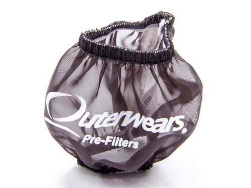 Breather Wrap - Pre Filter - Round - 3 in Diameter - 2.5 in Tall - Outerwears Logo - Polyester - Black - Each