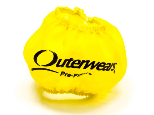 Breather Wrap - Pre Filter - Round - 3 in Diameter - 2.5 in Tall - Outerwears Logo - Polyester - Yellow - Shielded Breathers - Each Breather Wrap - Pre Filter - Round - 3 in Diameter - 2.5 in Tall - Outerwears Logo - Polyester - Yellow - Shielded Breathers - Each