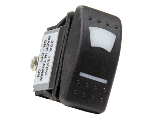 Rocker Switch - On / Off / On - 12V - Green Lighted - Plastic - Black - Each Rocker Switch - On / Off / On - 12V - Green Lighted - Plastic - Black - Each
