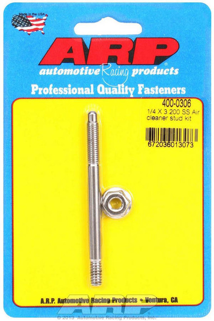 Air Cleaner Stud - 1/4-20 in Thread - 3.2 in Long - Hex Nut - Stainless - Polished - Each