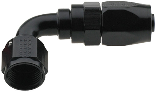 Fitting - Hose End - 2000 Series Pro-Flow - 90 Degree - 6 AN Hose to 6 AN Female - Swivel - Aluminum - Black Anodized - Each