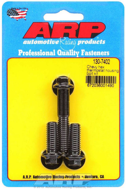 Thermostat Housing Bolt Kit - 3/8 in Male Thread - 1.000 / 2.000 in Long - Hex Head - Washers Included - Chromoly - Black Oxide - GM V6 / V8 - Kit
