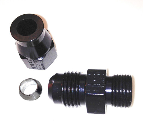 Fitting - Tube End - Straight - 6 AN Male to 5/16 in Tubing - Aluminum - Black Anodized - Each Fitting - Tube End - Straight - 6 AN Male to 5/16 in Tubing - Aluminum - Black Anodized - Each