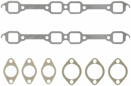 Exhaust Manifold / Header Gasket - 1.350 x 1.250 in Square End Ports - 1.470 x 1.250 in Square Center Port - Composite - Ford Y-Block - Kit