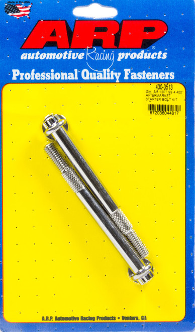 Starter Bolt - 4.400 in Long - 12 Point Head - Stainless - Polished - High Torque Starter - GM - Pair