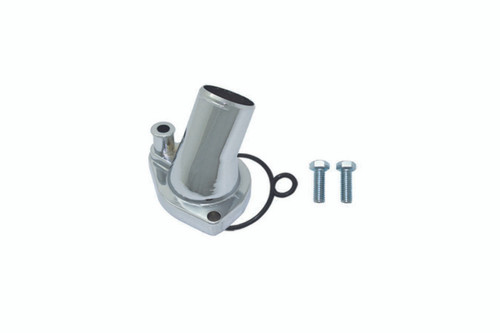 Water Neck - 15 Degree - 1-1/2 in ID Hose - O-Ring - Hardware Included - Steel - Chrome - Small Block Ford - Each