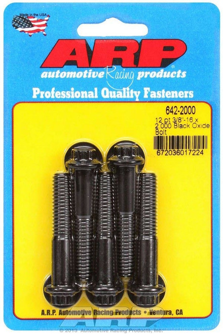 Bolt - 3/8-16 in Thread - 2 in Long - 3/8 in 12 Point Head - Chromoly - Black Oxide - Universal - Set of 5