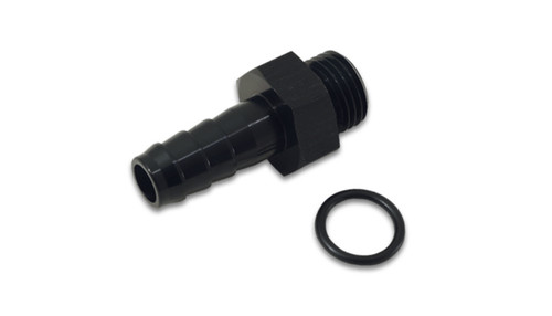 Fitting - Adapter - Straight - 8 AN Male O-Ring to 1/2 in Hose Barb - Aluminum - Black Anodized - Each