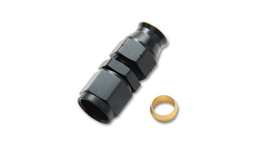 Fitting - Tube End - Straight - 6 AN Female to 3/8 in Tubing - Brass Ferrule - Aluminum - Black Anodized - Each