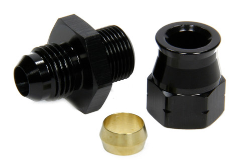 Fitting - Tube End - Straight - 6 AN Male to 3/8 in Tubing - Compression Ferrule Included - Aluminum - Black Anodized - Universal - Each