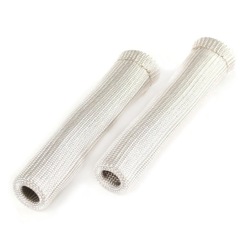 Spark Plug Boot Sleeve - Protect-A-Boot - 6 in Long - Braided Fiberglass - Silver - Pair