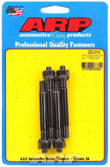 Carburetor Stud - 5/16-18 and 5/16-24 in Thread - 3.2 in Long - Hex Nuts - Chromoly - Black Oxide - Set of 4