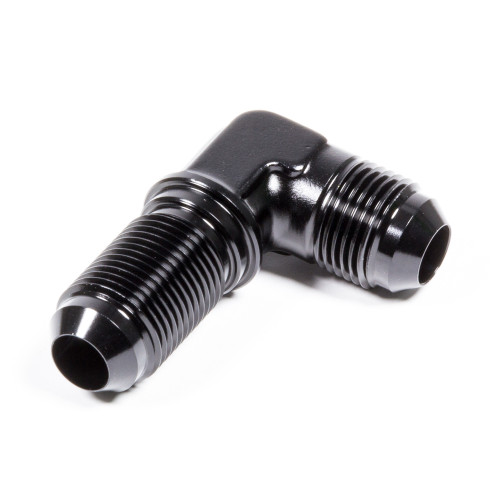 Fitting - Bulkhead - 90 Degree - 6 AN Male to 6 AN Male Bulkhead - Aluminum - Black Anodized - Each