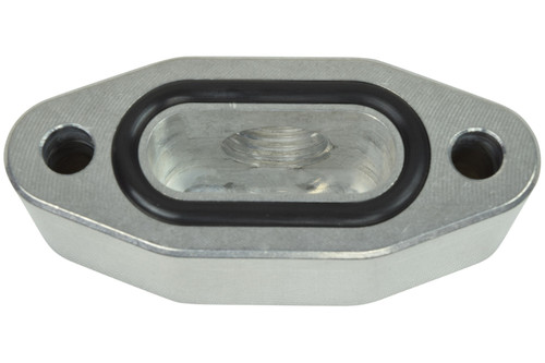 Oil Cooler Block Off Plate - 16 mm x 1.50 Female Port - Hardware / O-Ring - Aluminum - Natural - GM LS-Series - Each