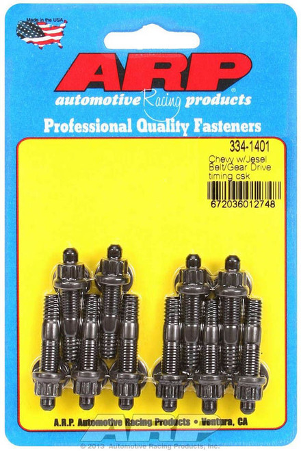 Timing Cover Stud - Hex Nuts - Chromoly - Black Oxide - Jesel Drive - Chevy V8 - Set of 10