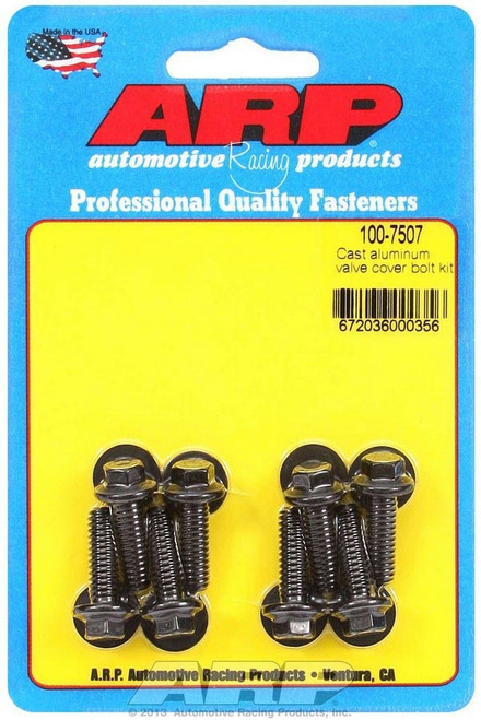 Valve Cover Fastener - Bolt - 1/4-20 in Thread - 0.812 in Long - Hex Head - Washers Included - Chromoly - Black Oxide - Set of 8