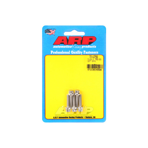 Bolt - 10-24 Thread - 0.75 in Long - 1/4 in 12 Point Head - Stainless - Polished - Universal - Set of 5