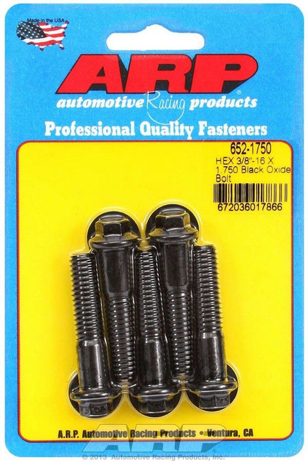 Bolt - 3/8-16 in Thread - 1.75 in Long - 3/8 in Hex Head - Chromoly - Black Oxide - Universal - Set of 5