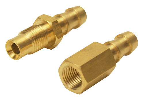 Fitting - Adapter - Straight - One 1/2-20 in Inverted Flare Female to 3/8 in Hose Barb - One 1/2-20 in Inverted Flare Male to 3/8 in Hose Barb - Aluminum - Natural - Kit